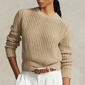 La Redoute Cotton Openwork Crewneck Sweater, Small